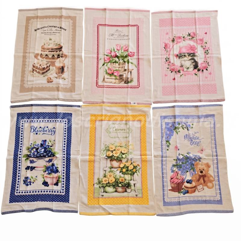 Set 6 Strofinacci in Spugna 50x70 cm Country Nizza