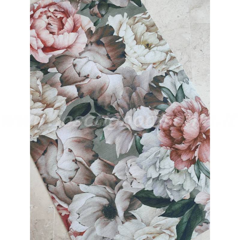 DreamRoots Tessuto Impermeabile al metro 160 cm Larghezza, 220 g/m² 600D, Stoffa per Cuscini Esterni - Winter Roses 1M