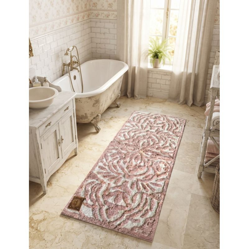 Tappeto 60x150 cm Lavorazione a Rilievo Serie Arabesque Rosa Lovely Shabby