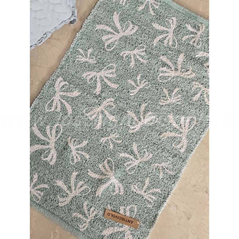 Tappeto Decoro Fiocchetti 50x80 cm con Antiscivolo Colore Verde Acqua – Lovely Shabby