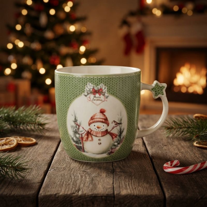 Tazza Natalizia 360 ml Pupazzo di Neve Magic Noel Nuvole di Stoffa con Scatola Regalo