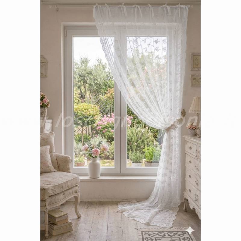 Amazon Glshabby Tenda Finestra Shabby Chic 60x240 Colore Bianco Grigio Cuore E Merletti Collection