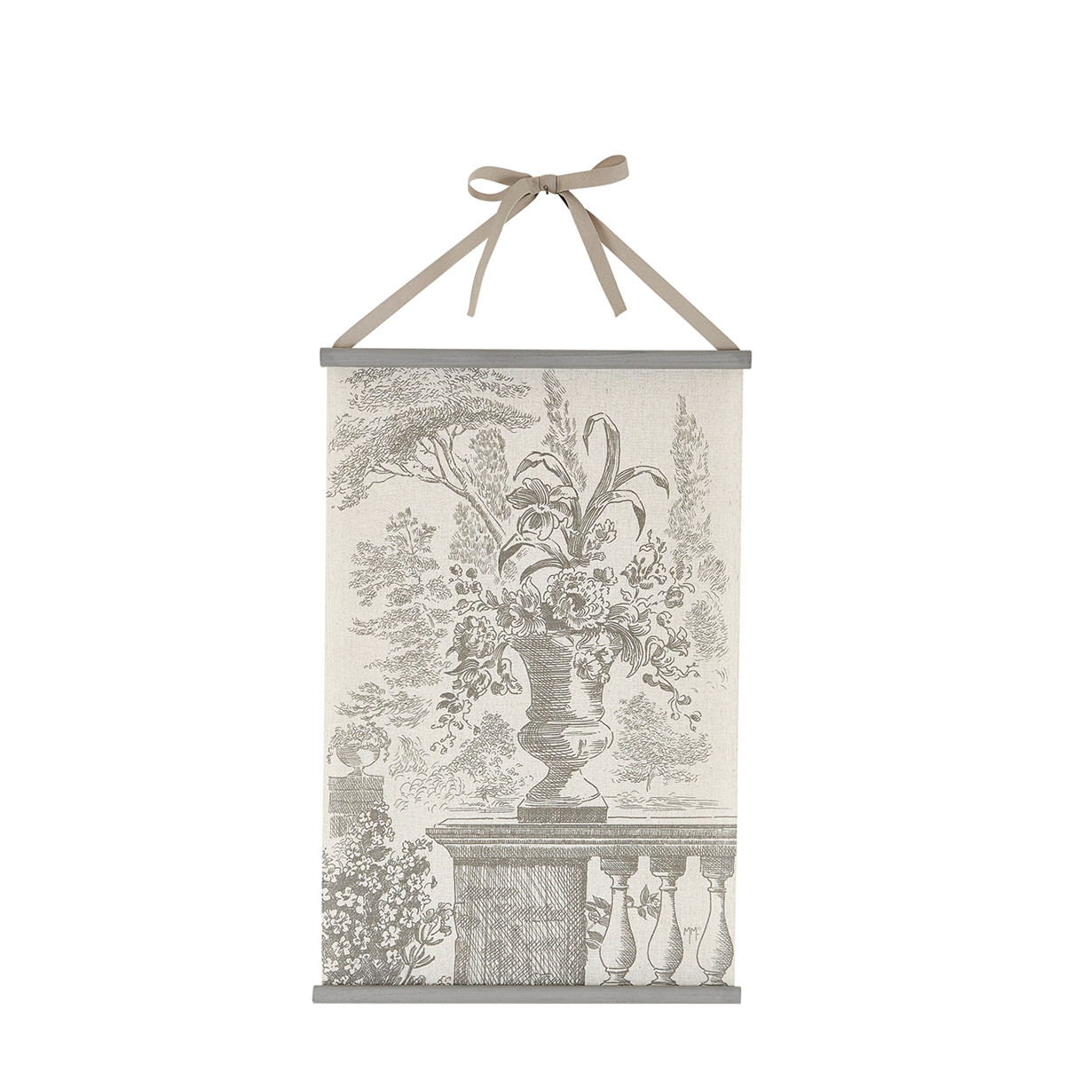 Tela decorativa firmata Mathilde M raffigurante un giardino francese, misura 33x50 cm. Vista frontale